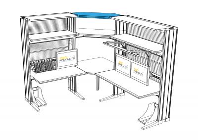 ESD Superstructure Standard For Corner 400 mm Knurr Vertiv Workstations Elicon Consoles ESD Products